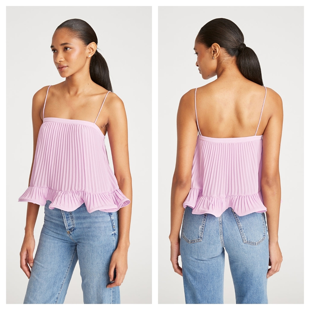 AMUR Kersten Pleated Top in Lilac Petal Purple Size 6